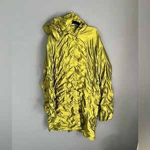 COCOON HOUSE Women’s Size S/M Packable Green Ruched Hooded Jacket Lagenlook